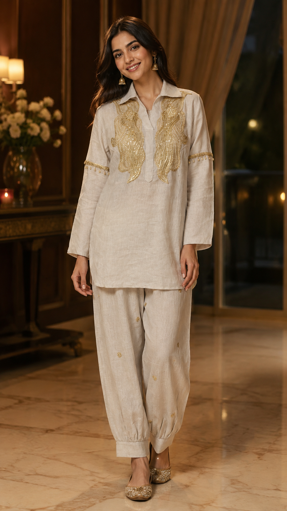 Gilded Linen kurta
