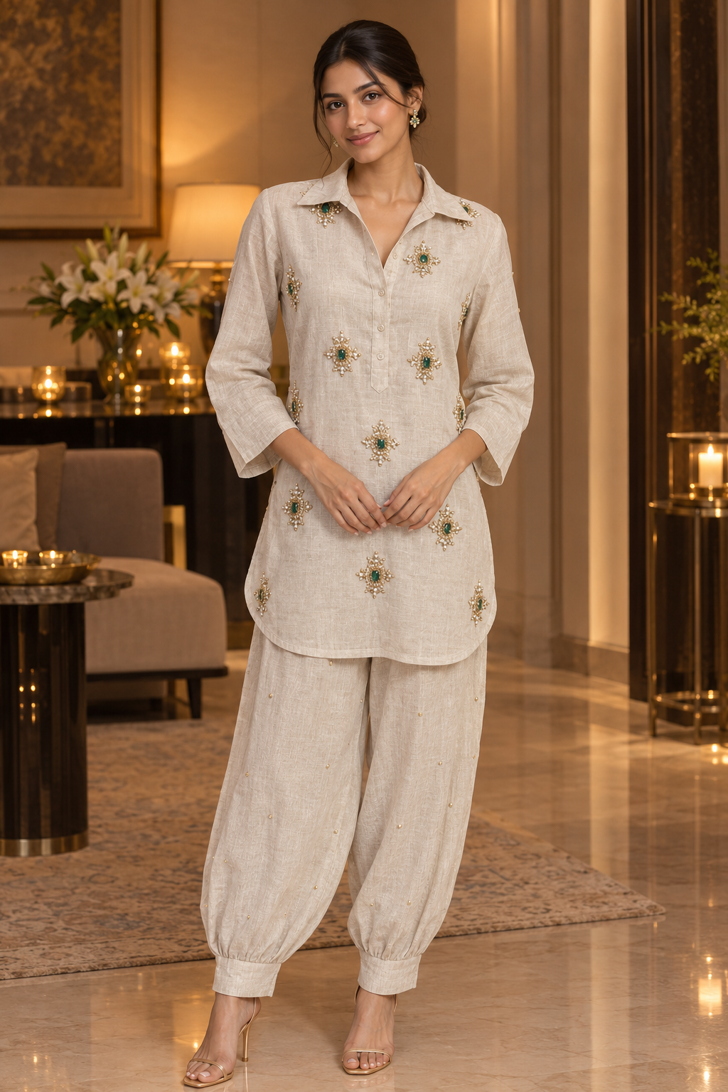 Jeweled Motif Kurta